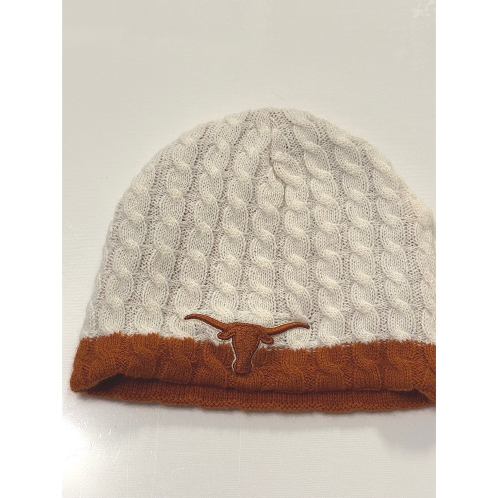 Texas Longhorns Beanie Hat Captivating Headgear Cable Knit Cream Burnt Orange